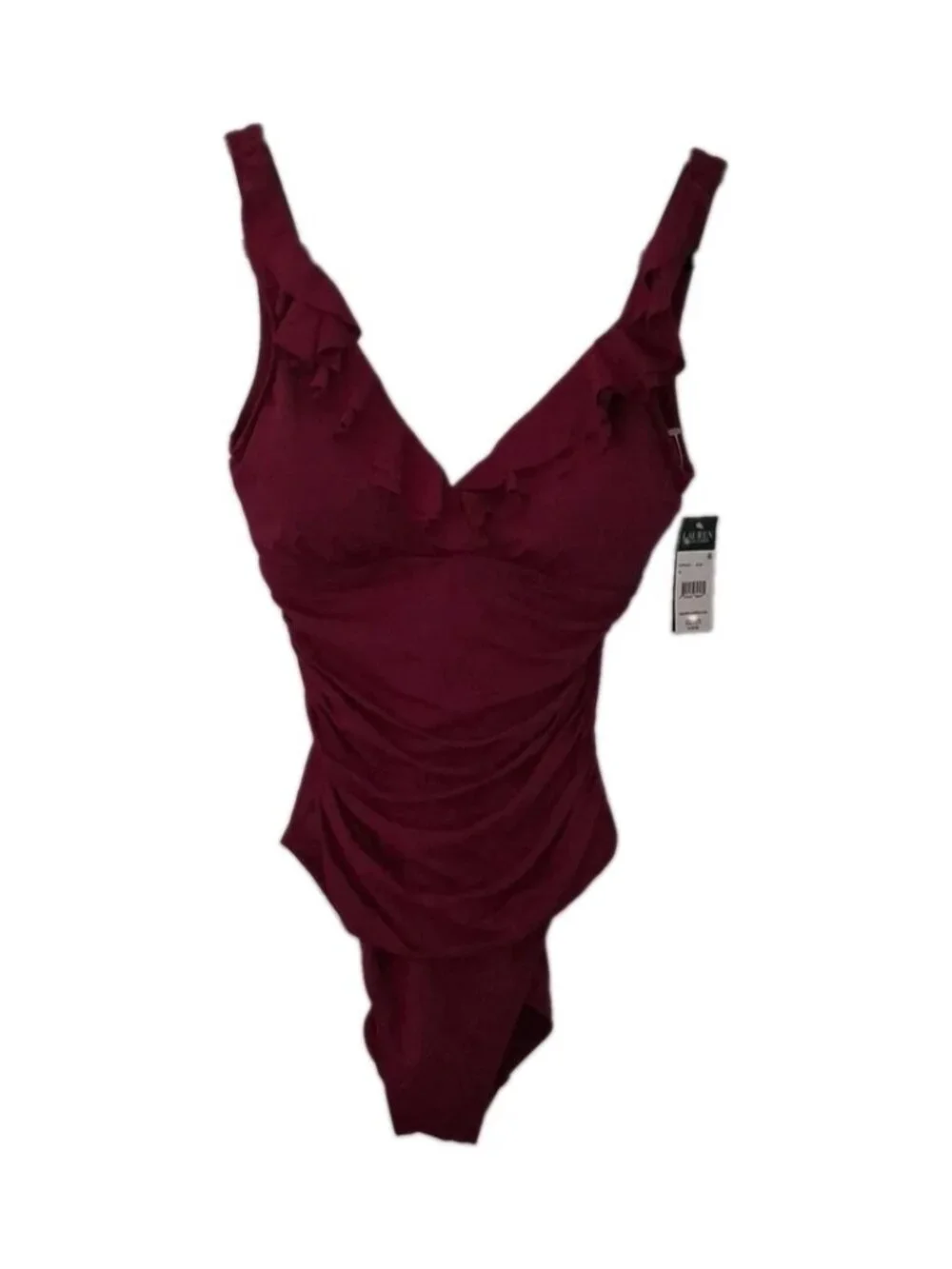 Lauren Ralph Lauren Underwire Built-In Bra Ruffle One Piece Bathing Suit